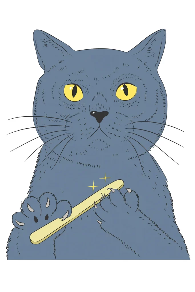 Un chat qui se lime les griffes